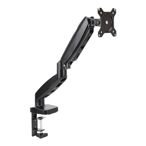 Amazon Basics Gas Spring Single Monitor Arm Desk Mount, Adjustable Tension, Fits 15–27 Inch Monitors, Supports 4.4–15.4 lbs, VESA 75x75/100x100, Black - size: Single, style: GasSpringMonitor