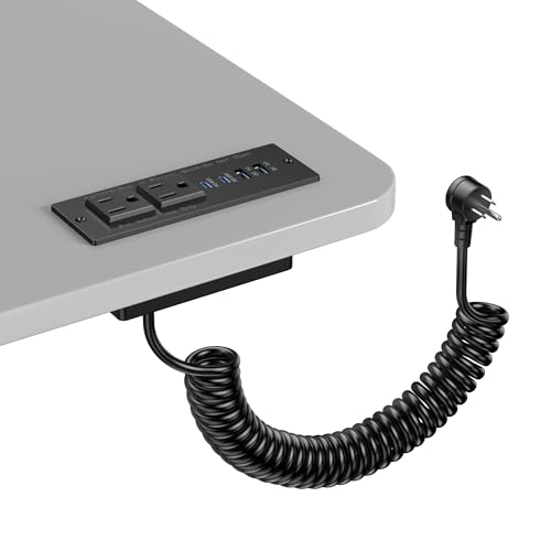 Recessed Power Strip USB C 65W Fast Charging Station,in Drawer Outlet,Furniture Flush Mount for Desktop,Workspace Essential Desk Outlet (Black, 10FT) - color: Black, size: 10FT