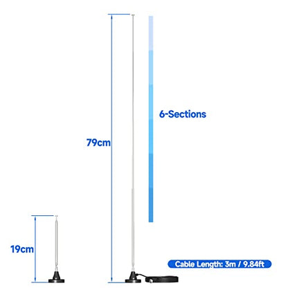 Bingfu Strong Magnetic Base FM Radio Antenna Telecopic for Pioneer Onkyo Yamaha Marantz Sherwood Indoor Digital HD FM Radio Bluetooth Home Stereo Receiver AV Audio Video Home Theater Tuner