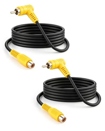 GELRHONR 90 Degree RCA Male to Female Extension Video Cable,4.9FT - color: Grad RCA M to RCA F,1.5M
