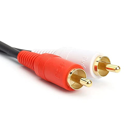 JSJ RCA Splitter Cable Female to 2 Male, 8 Inch Gold Plated OFC Y Adapter - size: RCA F - 2 RCA M/0.5FT