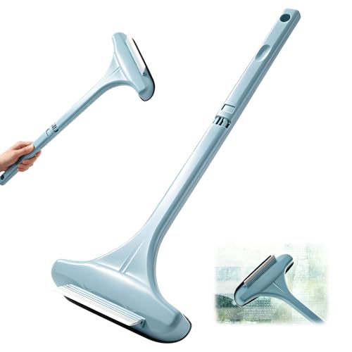 2-in-1 Screen Brush, Cleaning Brush & Squeegee Tool, Mesh Cleaner Brush with Squeegee and Detachable Long Handle, Professional Soot Remover for Window, Patio, Door (Blue) - color: Blue