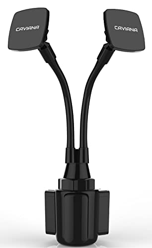 Dual Phone Holder for Car Cup Holder – Long Flexible Neck, 360° Rotatable Car Phone Mount - Adjustable Cell Cup Holder, Universal Size Fits 2 iPhone, Samsung, GPS and More (Magnetic) - style: Magnetic Holders