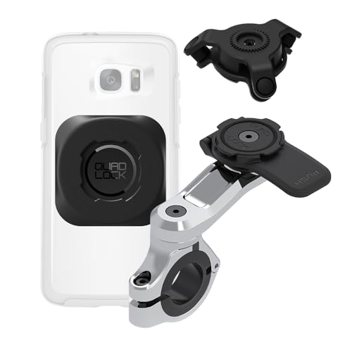 Quad Lock Handlebar Motorcycle Phone Mount PRO Chrome Kit with Vibration Dampener and MAG Universal Adaptor - size: Handlebar Chrome Mount PRO