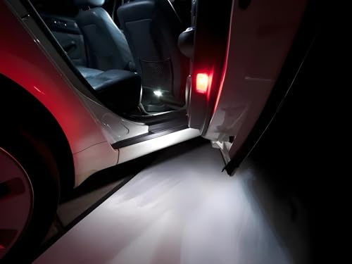 iJDMTOY Clear Lens Brilliant Red LED Footwell, Door Sill, Side/Under Door Lights, Compartment Glove Box or Trunk Cargo Lights, Compatible With Audi A1 A3 A4 A5 A6 A7 A8 Q3 Q4 Q5 Q7 Q8 - style: Red