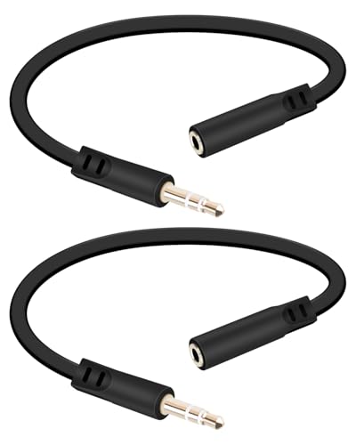 3.5mm Headphone Extension Flat Audio Cable,3.5mm Male to Female Headphone Jacks Audio Cable for Car Audio Systems,Home Speakers,Phones,Tablets,2Pack(0.15M/0.49FT) - style: male to female
