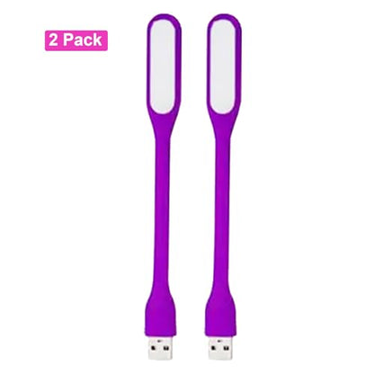 Mini Flexible Light, Portable USB Led Reading Night Lamp for PC Laptop Computer Notebook Power Bank - 2 Pack (Purple) - color: Purple