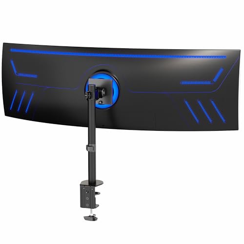 VIVO Clamp-on Single Ultra Wide Monitor Desk Mount, Low Profile Heavy Duty Adjustable Stand for 1 Ultrawide Screen up to 49 inches, 44 lbs Capacity, Black, STAND-V100C - size: up to 49" screens, style: Standard