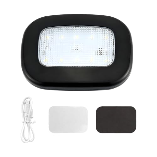 Magnetic Dome Light for Car, Car Interior Portable Magnetic Ceiling Roof Reading Light, USB Rechargeable Wireless LED Dome Lamp for RV Van Trailer Boat, Car Accessories (Black) - color: Black