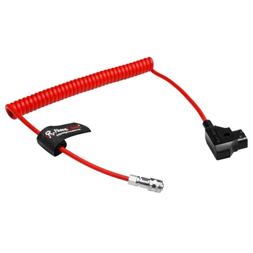 Alvin's Cables BMPCC 4K Power Cable, D-tap to 2 Pin Female Ultra Soft Coiled Cable for Blackmagic Pocket Cinema Camera 4K/ 6K - color: Coiled Red