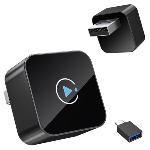 2026 Upgraded Wireless CarPlay Dongle, Mini Plug & Play USB Device for Apple CarPlay & Android Auto, Wired to Wireless, Stable No-Latency Connection, Compatible with iOS 10+ & Android 11+ - color: black