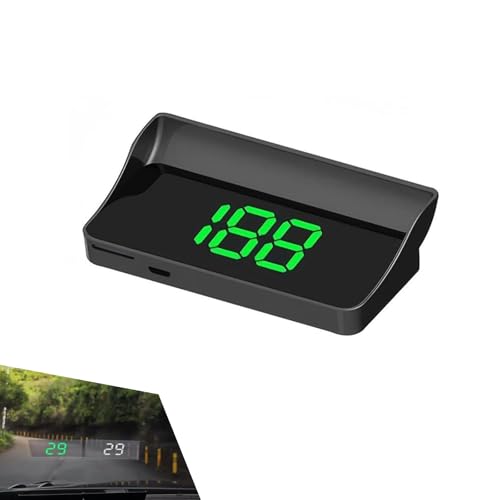 Car Heads Up Display, High Definition Center Console Speedometer Projector, USB Plug & Play Night Visible HUD Digital Speedometer, Universal for Most Cars (Green) - color: Green