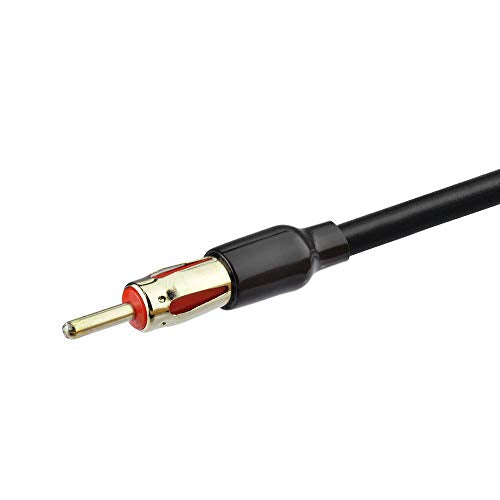 Bingfu Car FM AM Antenna Splitter Adapter Cable, DIN Male to 2 Female Connector for Vehicle Truck SUV Stereo Head Unit Receiver - DIN 1 to 2 Female Antenna Extension Adapter