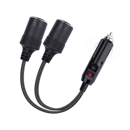 Car Cigarette Lighter Splitter, 12 V 18AWG High-temperature Resistant 1 to 2 Splitter, Plug-and-play Dual Cigarettes Lighter Extension Cord with Fuse, for Most Cars Trucks SUVs (Black)