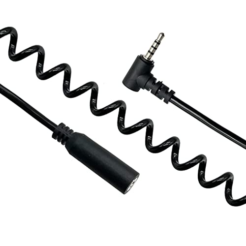 Seadream 2.5mm Coiled Extension Cable 2Pack 2.5mm Right Angled Male to Female Dash Cam Rearview Backup Camera Reverse Car Recorder Cord Extension Retractable Spring Cable,Stretch Length 3.3FT