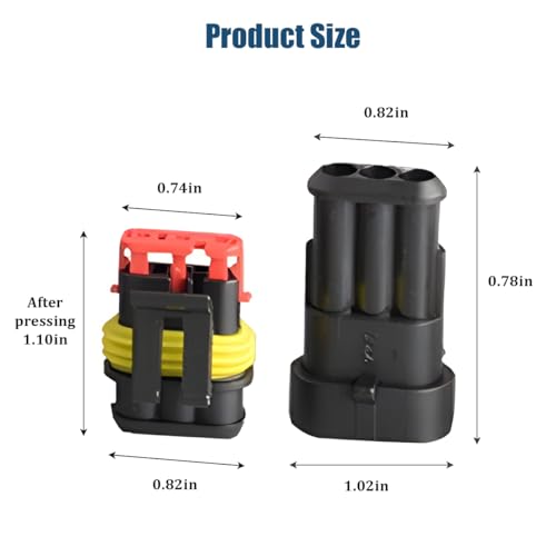 5PCS 3 Pin Car Electrical Wire Connector, Waterproof Male and Female Vehicle Terminal Wire Connectors Plug, Automotive Wire Plug Socket Kit, Universal for Sedan Truck Motorcycle - size: 3 Pin