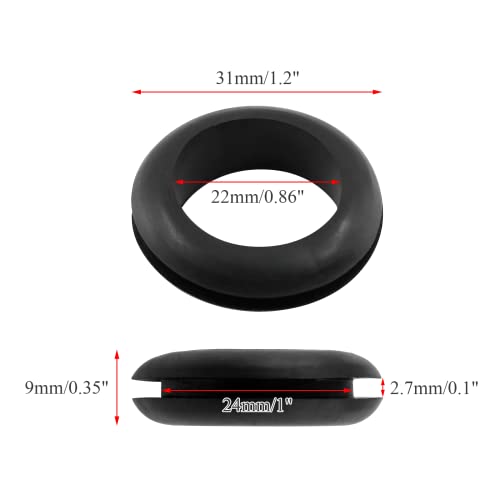 12 Pcs Rubber Grommet, 7/8" ID 1" Hole, Black - color: Black, size: 22mm (7/8 inch)
