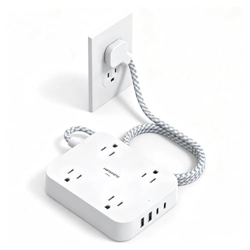 Surge Protector Power Strip, 10Ft Extension Cord with 4 USB Ports(2 USB C) - color: White(with Surge), size: 10 Ft
