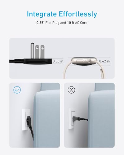 Anker Power Strip with 300J Surge Protector, 10ft Outlet Extender, 20W, 6AC - color: Black, size: 10FT