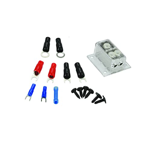 Scosche KDADCCSD Add-On Amplifier Install Wiring Kit - High Current Dual Car Amp Install Kit - Hybrid OFC Power/Ground Cable, Twisted Pair Audio Cables, Power Distribution Block and Wire Terminals