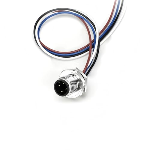 3.28Ft M12 4-Pin A Code Male Connector Cable,Panel-Back Mount Cable,Unshielded Straight Plug Socket Aviation Connector Electrical Cable for Fixed Panel,250V 4A IP67 Rated (1M) - color: 4Pin Male Rear lock, size: 3.28FT/1M