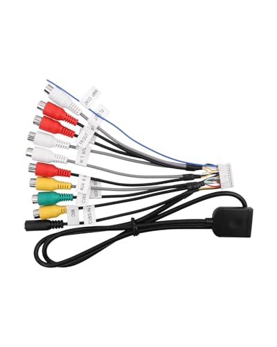 20Pin Android Car Stereo RCA Wiring Harness Adapter with 4G SIM Card Slot, Mic Jack, Audio Input/Output Cable, Compatible with Aftermarket Radio for External MIC, Micro SIM Card, Front Camera
