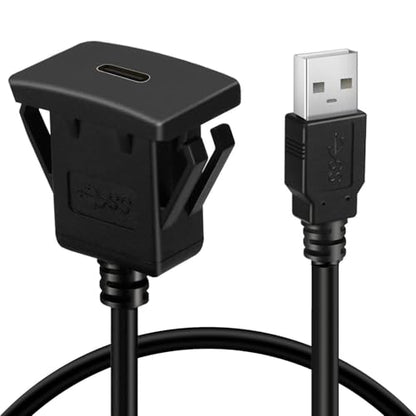 USB Male to Female AUX Flush Panel Mount Extension Cable 1 Meters for Car Truck Boat Motorcycle Dashboard (USB Type C Female)