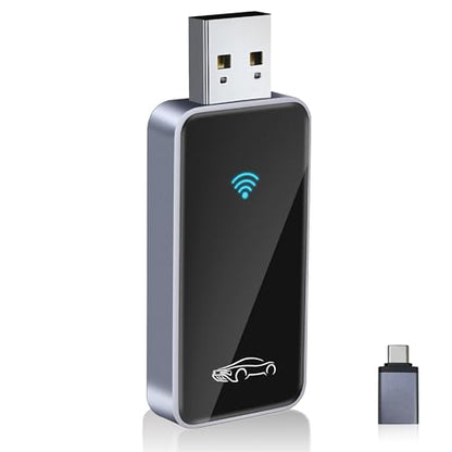 Wireless CarPlay Adapter for iPhone, Zinc Alloy & Tempered Glass Edition - Reliable 5.8GHz Wireless Dongle for Factory Wired CarPlay Cars, Instant Connection, No Overheating, Plug & Play
