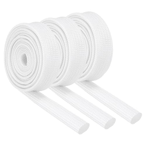 MECCANIXITY 3Pcs Wire Insulation Braid Fire Sleeve,3.28Ft-6mm ID White, High Temp Silicone Coated Fiberglass Sleeving for Automotive Hose Lines Electrical Wiring - color: White, size: 3.28Ft-6mm