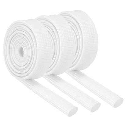 MECCANIXITY 3Pcs Wire Insulation Braid Fire Sleeve,3.28Ft-7mm ID White, High Temp Silicone Coated Fiberglass Sleeving for Automotive Hose Lines Electrical Wiring - color: White, size: 3.28Ft-7mm