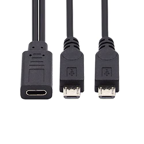 chenyang USB C Splitter Multi Charging Cable,USB C 1 to 2 Micro USB Charge Extension Cable Supports Charging Two Devices at The Same Time 0.98FT/0.3M - style: USB C 1 to 2 Micro USB