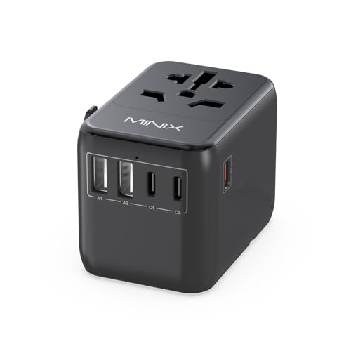 MINIX Universal Travel Adapter, International Power Plug Adapter Max 35W 3 USB C 2 USB A Ports, All-in-One Worldwide Wall Charger for USA EU UK AU up to 180+ Countries. - style: 35W Black