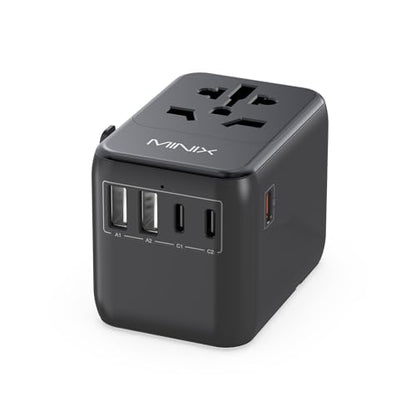 MINIX Universal Travel Adapter, International Power Plug Adapter Max 35W 3 USB C 2 USB A Ports, All-in-One Worldwide Wall Charger for USA EU UK AU up to 180+ Countries. - style: 35W Black