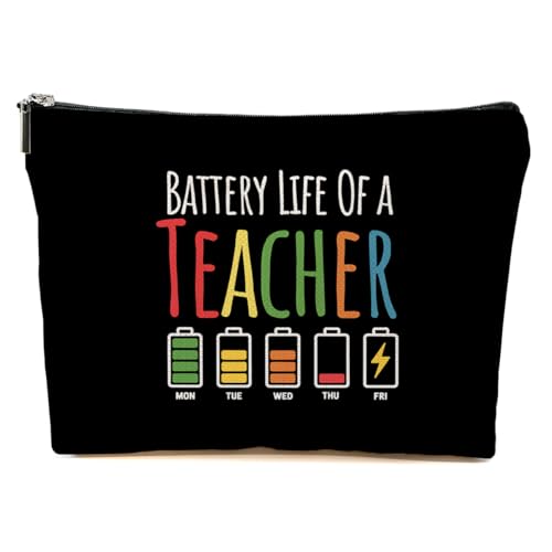 JIUWEIHU Teacher Appreciation Gifts Makeup Bag, Funny Teacher Cosmetic Bags - color: Multicolor 0055