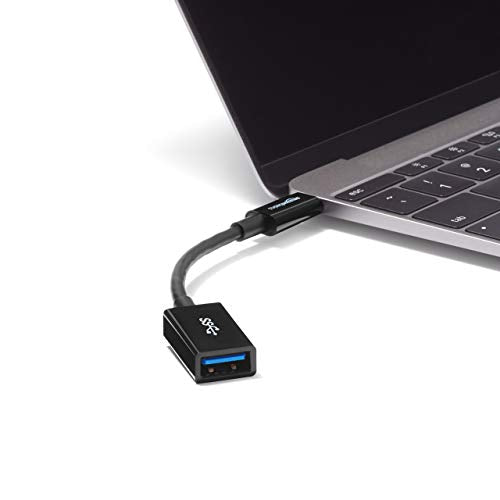 Amazon Basics USB 3.1 USB-C to USB-A Female Adapter Cable Converter, 5Gbps High-Speed, USB-IF Certified, Fast Transfer, Portable, for Laptops, Tablets, Phones (iPhone 16/15), Black - color: Black