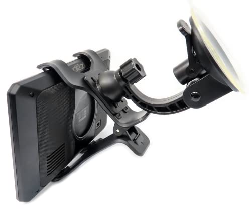 Ramtech Universal Car GPS Windshield Dual Clip Mount, Suction Cup Holder with 360° Rotating Bracket, Compatible with 7 Inch Garmin Drive Smart DriveSmart 70 70LMT / 7 LMT EX / 71 EX, WMDC