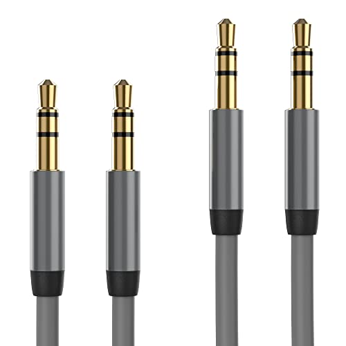 TalkWorks Aux Cable 3.5mm Audio Cord for Car - 6ft Long Heavy-Duty Male to Male Jack Extension & Adapter Aux Cord for iPhone, Android, Samsung Galaxy, Headphones, Slate - 2 Pack - color: Slate
