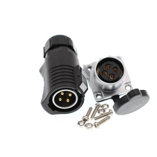 HangTon LP20 4 Pin Connector Industrial Waterproof Power Male Plug Female Panel Socket, 500 Volt 30 Amp, Gold Plated, Battery Charger Port - color: Male Plug and Female Socket, size: 4-pin