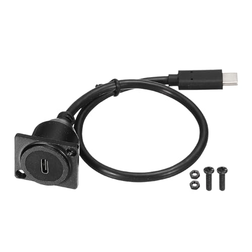 MECCANIXITY D-Type USB C 2.0 Panel Mount Extension Cable, 480Mbps Type-C Male to C Female Panel Mount Connector Cord for PC Phone Charging Data Transfer Home Car Accessories, 0.3m/1ft - size: 1ft