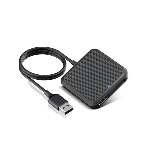 Car TV Adapter with HDMI Input, Wireless CarPlay and Android Auto Dongle for Fire TV Stick, Plug and Play 2K Multimedia Streaming Converter for Factory Wired CarPlay Cars