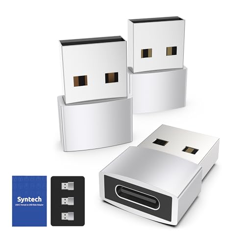 Syntech USB C to USB Adapter 3-Pack, Female to Male Converter, Aluminum - color: Silver