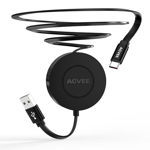 AGVEE 3ft Fixed / 2.3ft Extend Single-End Retractable USB C Cable - size: 3ft Fixed / 2.3ft Extend