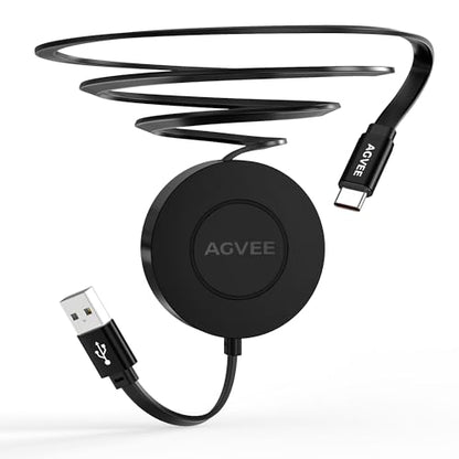 AGVEE 3ft Fixed / 2.3ft Extend Single-End Retractable USB C Cable - size: 3ft Fixed / 2.3ft Extend