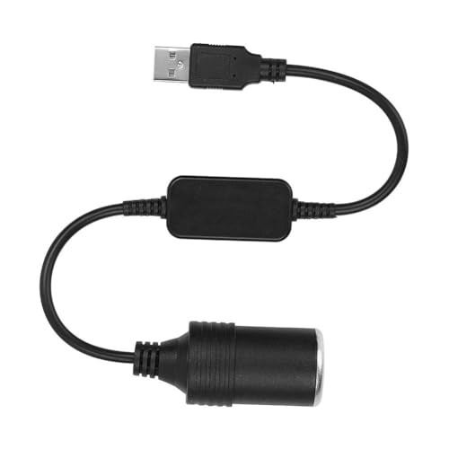 ZPSHYD USB to 12V Cigarette Lighter Adapter, 5V to 12V Step Up Converter Cable, 10W Max Female Car Socket Power Cord for Dash Cam, GPS, LED Strip, 30cm Black