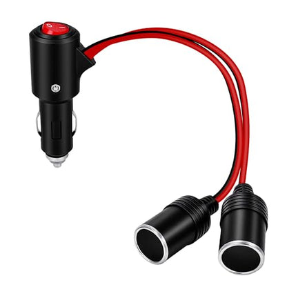 Car Cigarette Lighter Splitter Adapter, 12V/24V Dual Socket Power Charger with On/Off Switch, Supports Fast Charging for Vehicles, RVs, Trucks, and More - color: cigarette lighter adapter 02