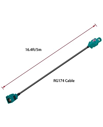 Fakra Z Male to Fakra Z Female RF Coax Cable 16.4ft/5m Fakra Z Female to Male Vehicle Car Antenna Extension Cable RG174 for Car Stereo GPS Navigation - size: 16.4ft/5m