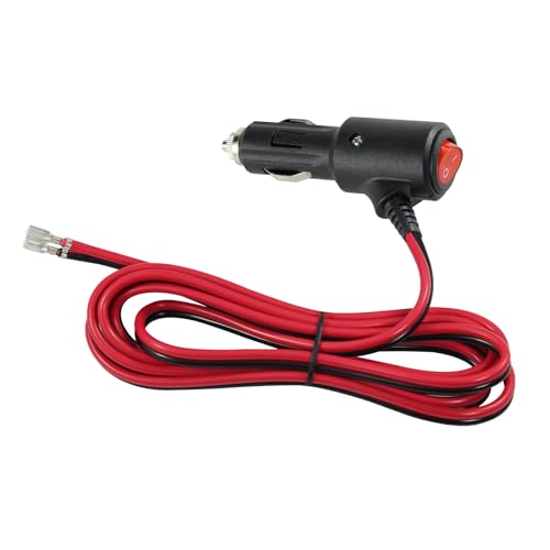 SPARKING 12V Fused Cigarette Lighter Plug with Switch - 6FT 16AWG Fused 15amp Male Plug Cigarette Lighter Replacement Plug with Bullet Terminal,12V Replace Led Light Cigarette Lighter Plug with Lead - size: 6FT