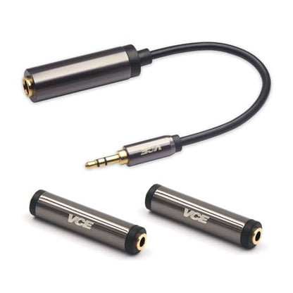 VCE VCELINK 3.5mm Female to Female Adapter with 1/4" to 1/8" Adapter, 3.5mm 1/8 inch Male to 6.35mm 1/4 inch Female Audio Jack Gold Plated