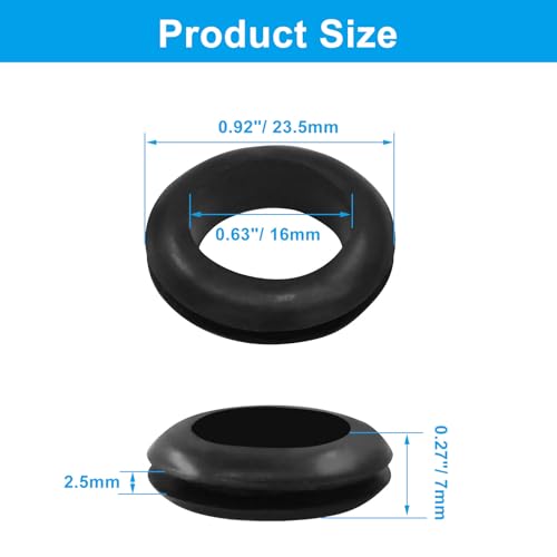 24 Pcs Rubber Grommet, 5/8" ID 3/4" Hole, Black - color: Black, size: 16mm (5/8 inch)-24pcs