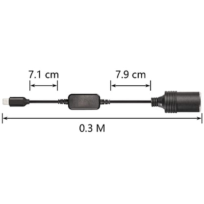 CERRXIAN 1ft USB C Male to 12V 8W Cigarette Lighter Socket Adapter Power Cable for Dash Cam, GPS, Car Led Light Strips - 2PCS - size: 2Pack